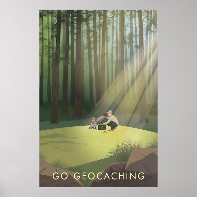 Go Geocaching Travel Poster (Front)