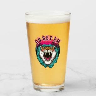 Go get 'em - Tiger Face Graphic Design Glass