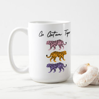 Go Get'em Tiger Orange Pink Purple Inspirational Coffee Mug