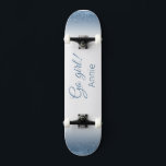 Go girl! skateboard in glitter style<br><div class="desc">Go girl! skateboard in blue glitter style. Make this skateboard your own by adding your text. To access advanced editing tools, please go to "Personalize this template" and click on "Details", scroll down and press the "click to customize further" link. Ideal for any Occasion such as birthday or Graduation, for...</div>