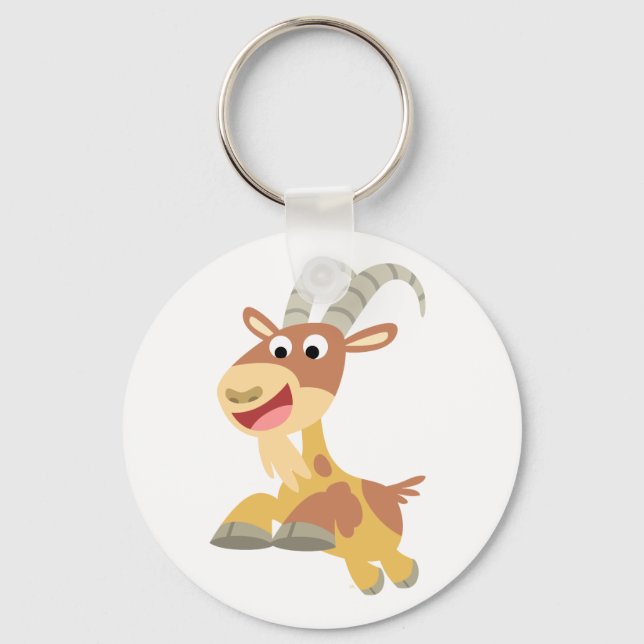 Go Goat!! (cute cartoon goat) Keychain (Front)