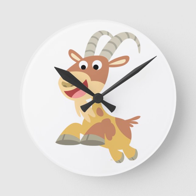 Go Goat!! (cute cartoon goat) Wall Clock (Front)