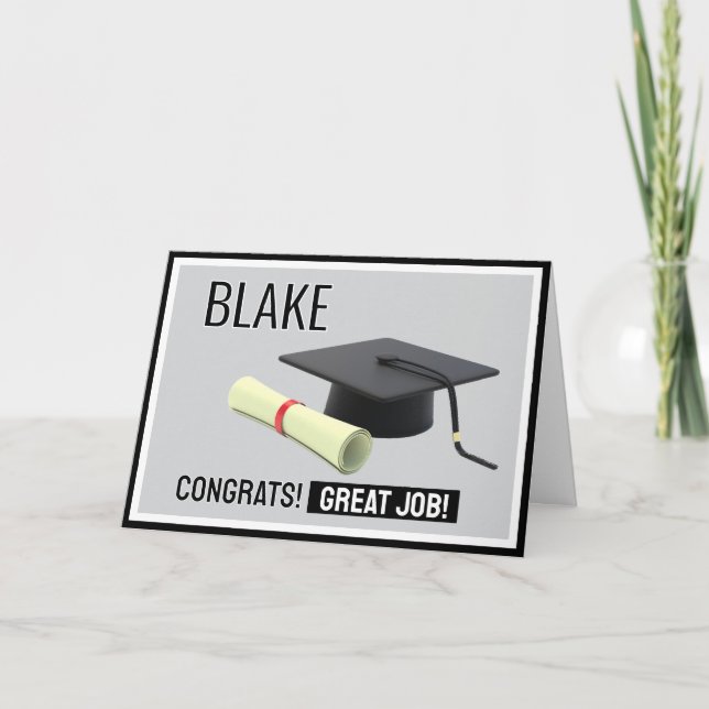 Go Grad! Personalized Graduation Congrats card (Front)