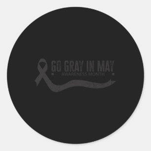 Go Gray In May Brain Cancer Awareness Flag Classic Round Sticker