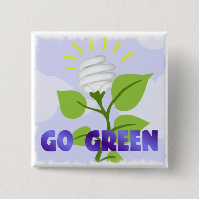 go green 2 inch square button (Front)