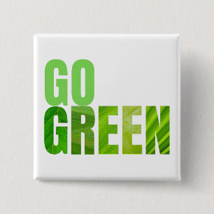 Go Green 2 Inch Square Button