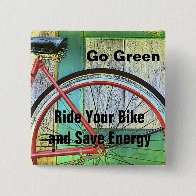 GO GREEN 2 INCH SQUARE BUTTON (Front)