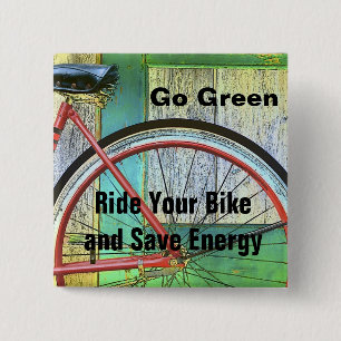 GO GREEN 2 INCH SQUARE BUTTON