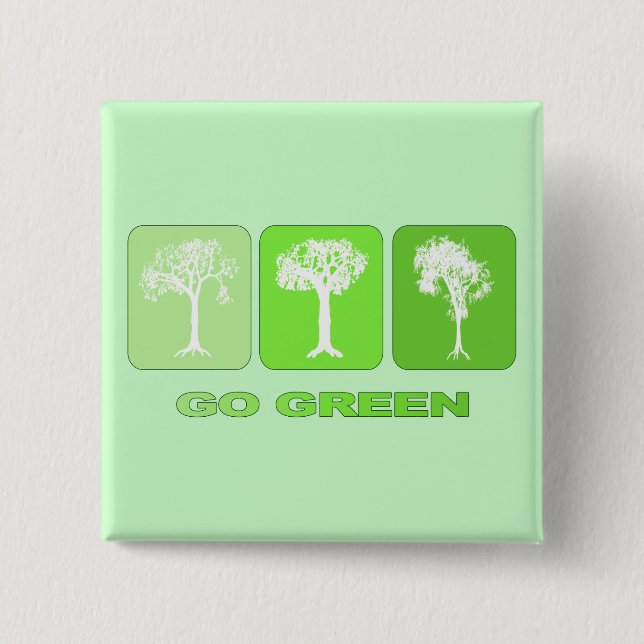 Go Green 2 Inch Square Button (Front)