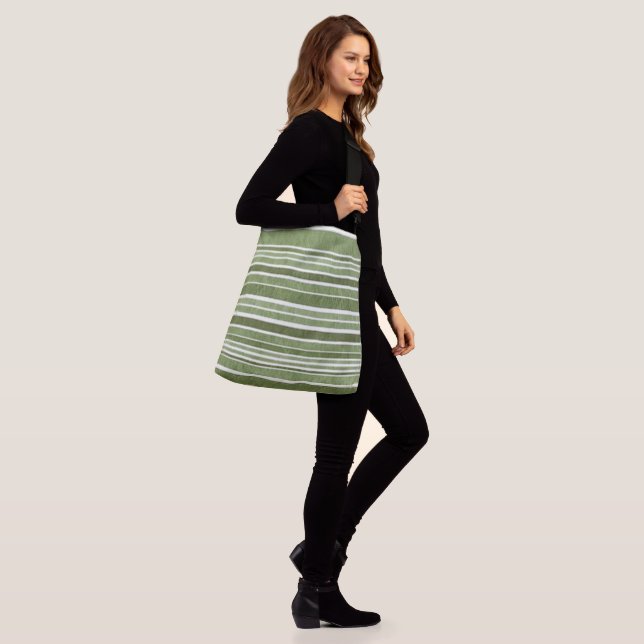 "GO GREEN AND WHITE STRIPE" SPORT CROSSBODY BAG (On Model)