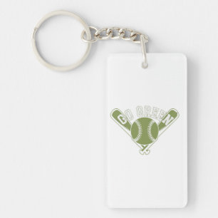 Go Green Baseball Design Keychain