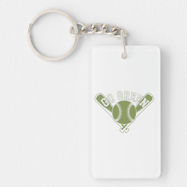 Go Green Baseball Design Keychain (Front)
