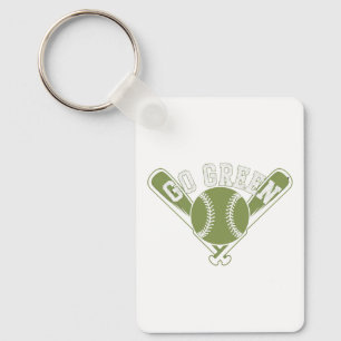 Go Green Baseball Design Keychain