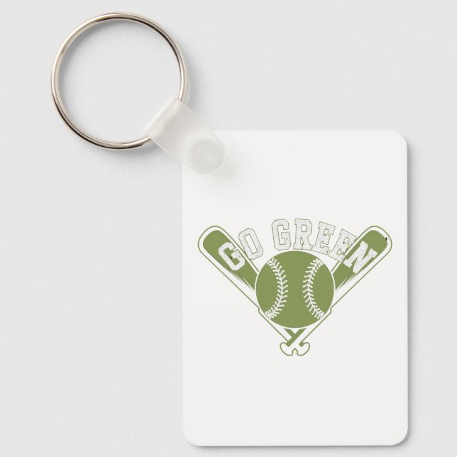 Go Green Baseball Design Keychain (Front)