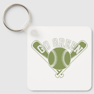 Go Green Baseball Design Keychain