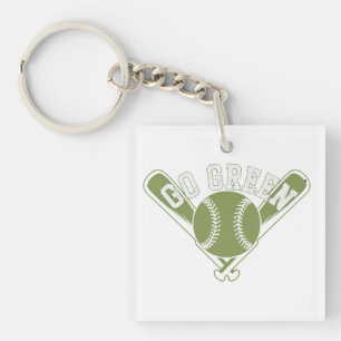 Go Green Baseball Design Keychain