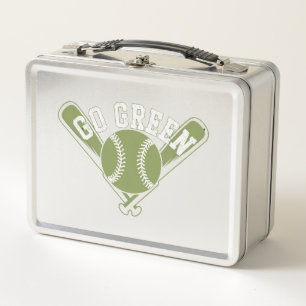 Go Green Baseball Design Metal Lunch Box