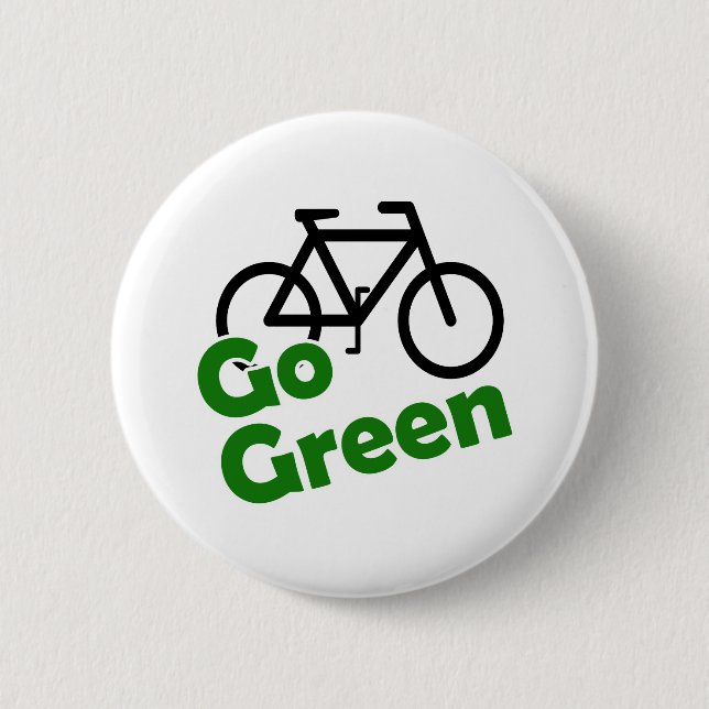 go green bicycle 2 inch round button (Front)