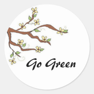 Go Green  Branch with Buds Classic Round Sticker