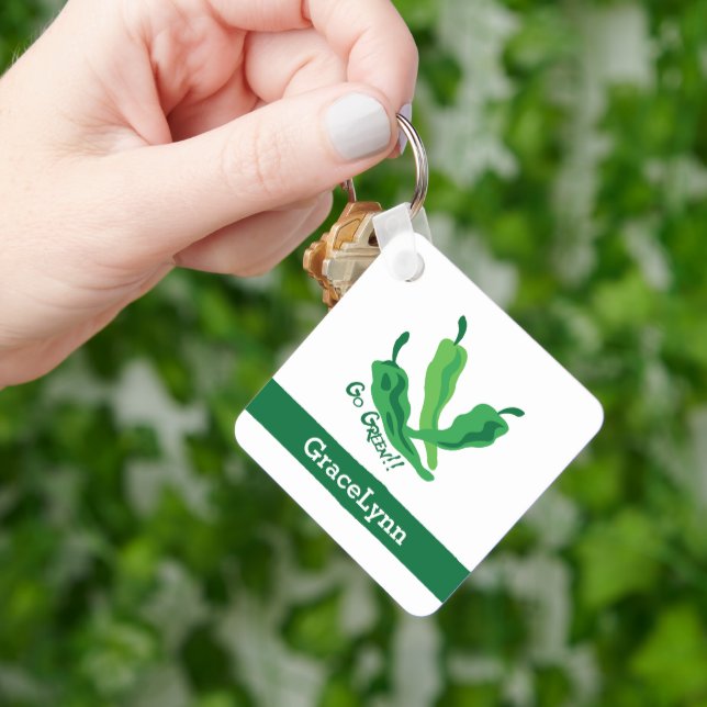 Go Green!!! Chile Peppers Keychain (Hand)