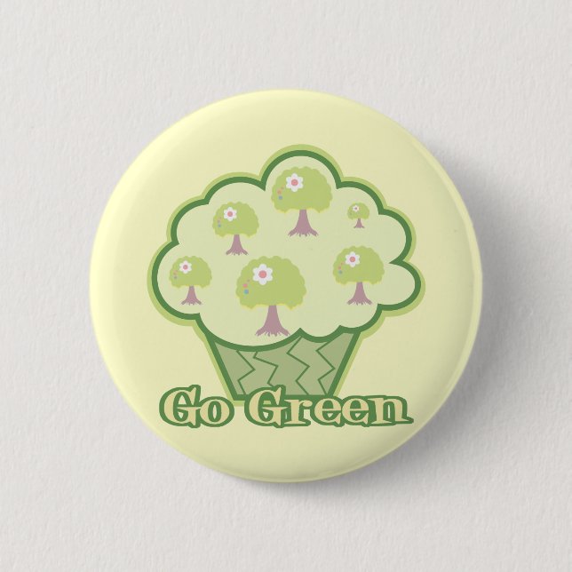 Go Green Cupcake 2 Inch Round Button (Front)