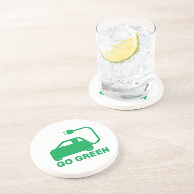 Go Green ~ Drive Electric Cars Coaster (Side)