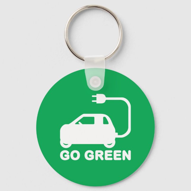 Go Green ~ Drive Electric Cars Keychain (Front)