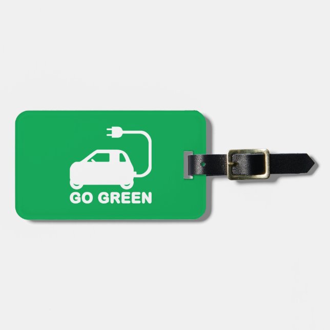 Go Green ~ Drive Electric Cars Luggage Tag (Front Horizontal)