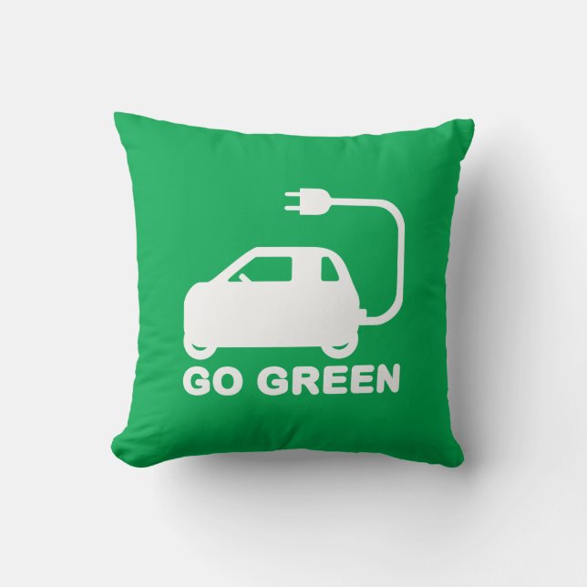 Go Green ~ Drive Electric Cars Throw Pillow (Front)