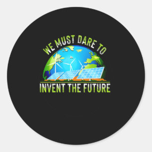 Go Green Earth Day Renewable Energy Sun Solar Wi T Classic Round Sticker