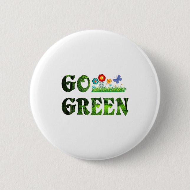 Go Green Eco Friendly Vegetarian Save Forest T Shi 2 Inch Round Button (Front)