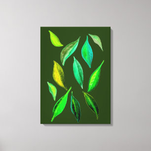 Go Green eco leaves watercolor illustration Canvas Print