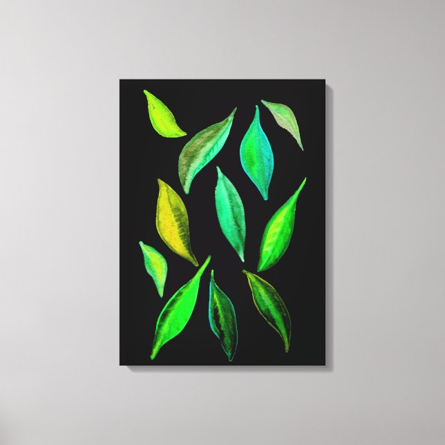 Go Green eco leaves watercolor illustration Canvas Print (Front)