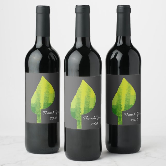 Go green eco nature leaf design wine label (Bottles)