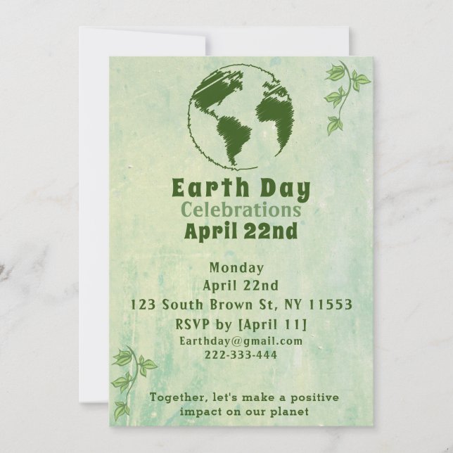 Go Green, Have Fun: Earth Day Celebration Save The Date (Front)