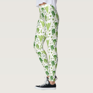 Go Green! Leafy Green! Happy Garden Veggies Leggings