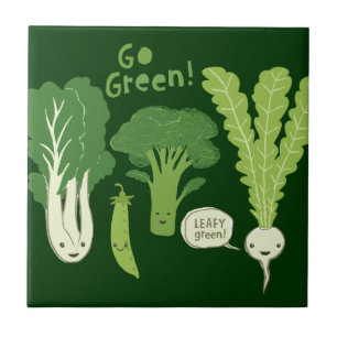 Go Green! (Leafy Green!) Happy Garden Veggies Tile