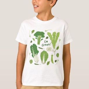 Go Green! (Leafy Green!) Happy Veggie Friends T-Shirt