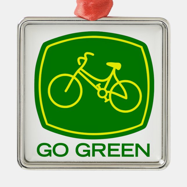 Go Green Metal Ornament (Front)