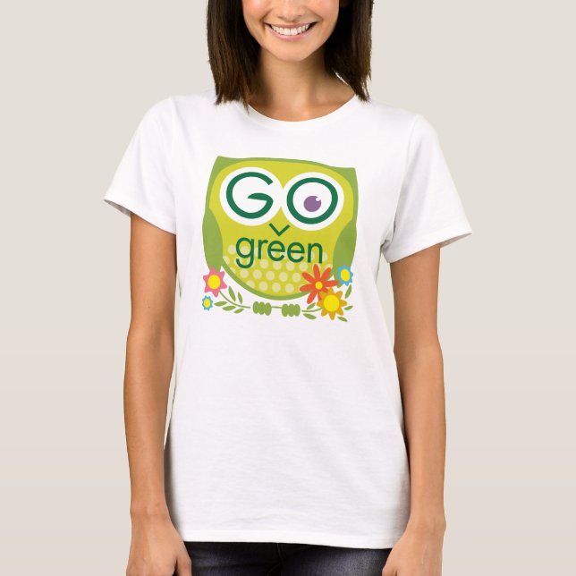 Go Green Owl T-Shirt (Front)