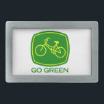 Go Green Rectangular Belt Buckle<br><div class="desc">Nothing runs like a bike. Simple, efficient, low-carbon transportation. Why use the car for short trips - go green!</div>