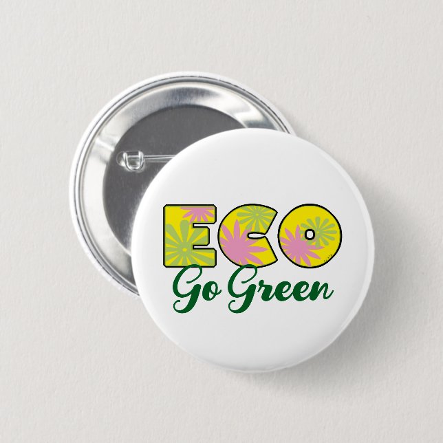 Go Green Retro Eco Design 2 Inch Round Button (Front & Back)
