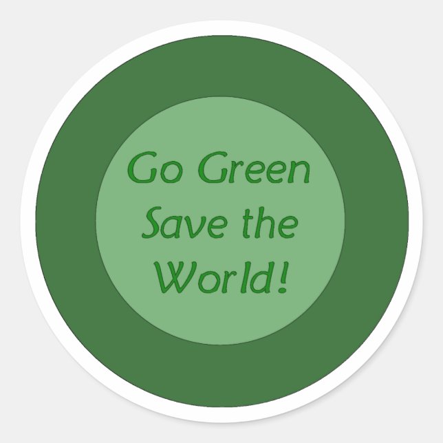 go green save world classic round sticker (Front)