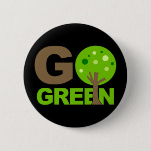 Go Green Tree Recycle 2 Inch Round Button