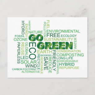 Go Green Word Cloud Postcard