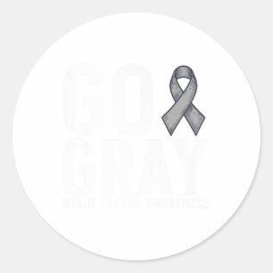 Go Grey Brain Cancer Awareness Gifts Brain Tumour  Classic Round Sticker