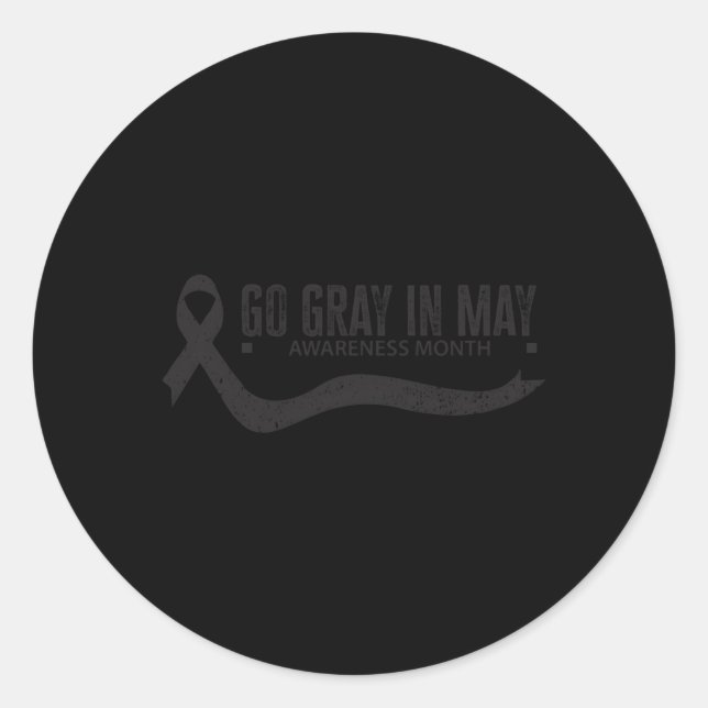 Go Grey In May Brain Cancer Awareness Flag Classic Round Sticker (Front)