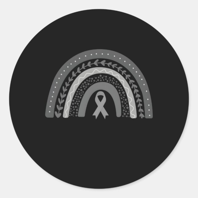 Go Grey In May Rainbow Brain Cancer Tumour Awarene Classic Round Sticker (Front)
