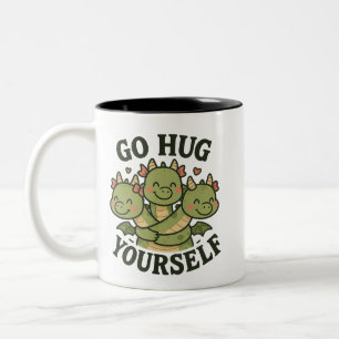Go Hug Yourself Mug – Cute Three-Headed Dragon 
