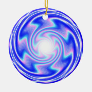 Go into the light - blue spiral (add words) ceramic ornament